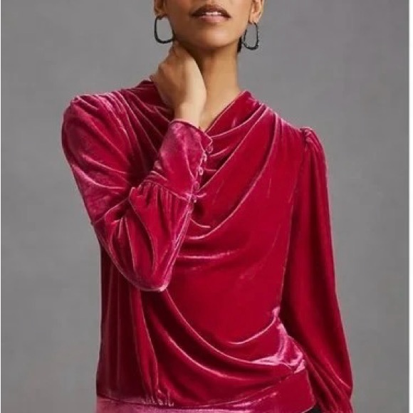 Anthropologie BTFL-life Velvet Pullover Velvet Cowl Neck Sweater - Picture 3 of 5